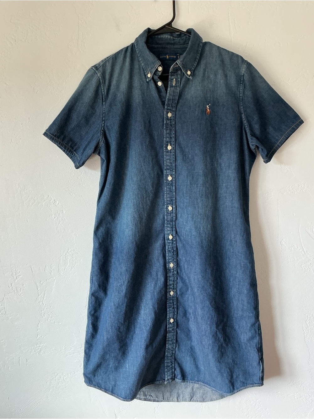 Ralph Lauren Short-Sleeve Denim Button-Down Shirt Dress